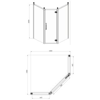 Душевое ограждение Azario ONTARIO AZ-NBB3231 1000 GOLD